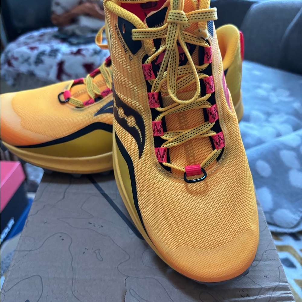 Saucony Peregrine 12 Yellow and Red Sneakers